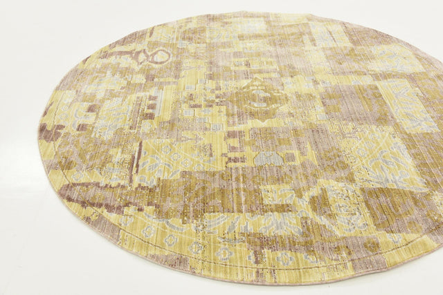 Light Brown 6' x 6' Austin Round Area Rug 100% Polyester Durable Cotton Backing Living Dining Room Bedroom Office Vintage Decor Carpet for Sale at Rug Engine