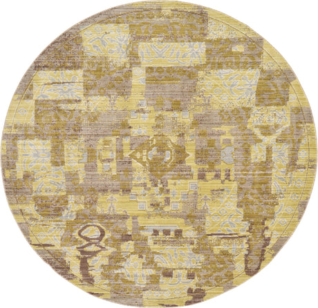 Light Brown 6' x 6' Austin Round Area Rug 100% Polyester Durable Cotton Backing Living Dining Room Bedroom Office Vintage Decor Carpet for Sale at Rug Engine