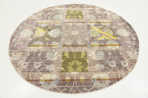 Brown 6' x 6' Austin Round Area Rug 100% Polyester Durable Cotton Backing Living Dining Room Bedroom Office Vintage Decor Carpet for Sale at Rug Engine