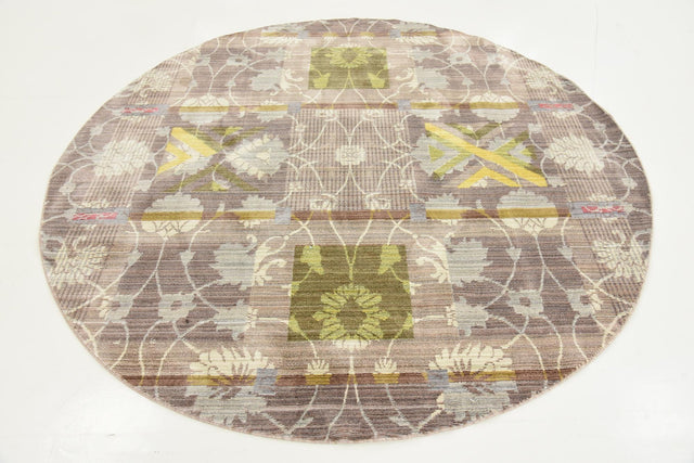 Brown 6' x 6' Austin Round Area Rug 100% Polyester Durable Cotton Backing Living Dining Room Bedroom Office Vintage Decor Carpet for Sale at Rug Engine