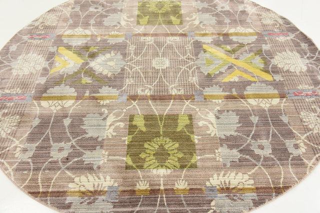 Brown 6' x 6' Austin Round Area Rug 100% Polyester Durable Cotton Backing Living Dining Room Bedroom Office Vintage Decor Carpet for Sale at Rug Engine