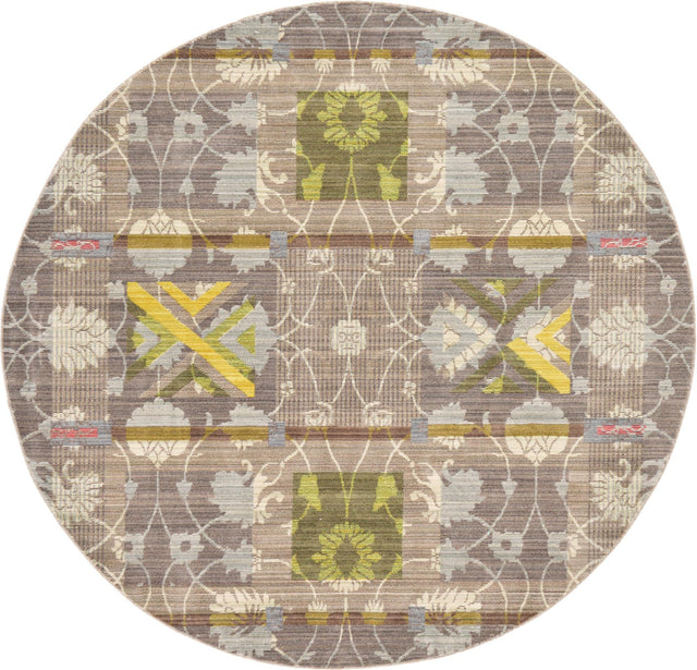 Brown 6' x 6' Austin Round Area Rug 100% Polyester Durable Cotton Backing Living Dining Room Bedroom Office Vintage Decor Carpet for Sale at Rug Engine