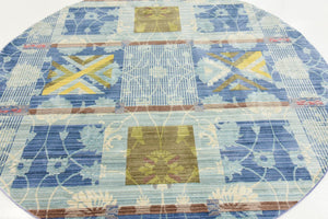 Blue 6' x 6' Austin Round Area Rug 100% Polyester Durable Cotton Backing Living Dining Room Bedroom Office Vintage Decor Carpet for Sale at Rug Engine