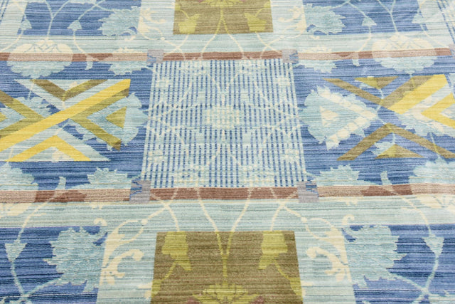 Blue 6' x 6' Austin Round Area Rug 100% Polyester Durable Cotton Backing Living Dining Room Bedroom Office Vintage Decor Carpet for Sale at Rug Engine