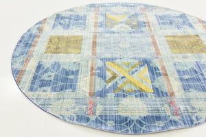 Blue 6' x 6' Austin Round Area Rug 100% Polyester Durable Cotton Backing Living Dining Room Bedroom Office Vintage Decor Carpet for Sale at Rug Engine