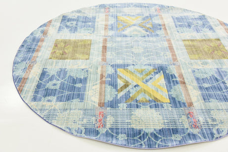 Blue 6' x 6' Austin Round Area Rug 100% Polyester Durable Cotton Backing Living Dining Room Bedroom Office Vintage Decor Carpet for Sale at Rug Engine