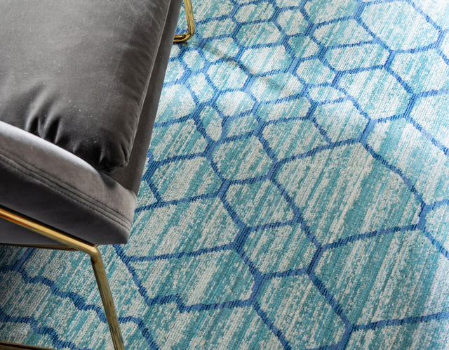 Light Blue 6' x 6' Austin Round Area Rug 100% Polyester Durable Cotton Backing Living Dining Room Bedroom Office Vintage Decor Carpet for Sale at Rug Engine