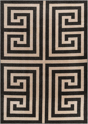 Black 7' 1 x 10' Athens Rectangle Area Rug 100% Polypropylene With Cotton Backing Easy Clean Indoor Living Dining Room Bedroom Office Carpet for Sale at Rug Engine