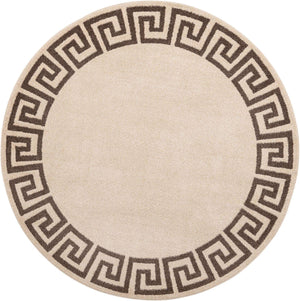 Beige and Brown 7' 10 x 7' 10 Athens Round Area Rug 100% Polypropylene With Cotton Backing Easy Clean Indoor Living Dining Room Bedroom Office Carpet for Sale at Rug Engine