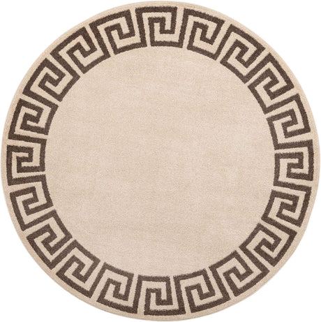 Beige and Brown 7' 10 x 7' 10 Athens Round Area Rug 100% Polypropylene With Cotton Backing Easy Clean Indoor Living Dining Room Bedroom Office Carpet for Sale at Rug Engine