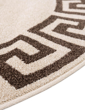 Beige and Brown 6' 1 x 6' 1 Athens Round Area Rug 100% Polypropylene With Cotton Backing Easy Clean Indoor Living Dining Room Bedroom Office Carpet for Sale at Rug Engine