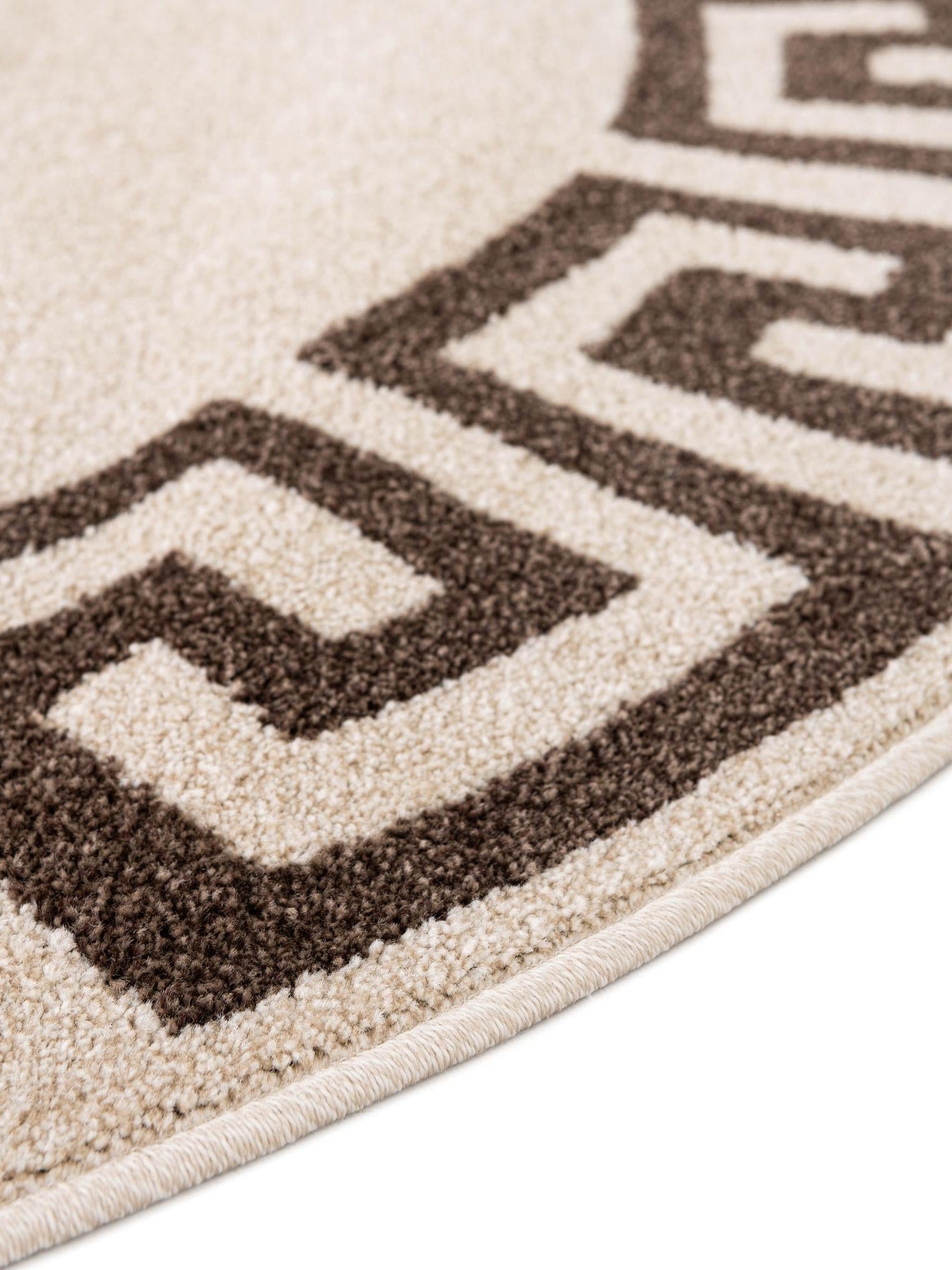 Beige and Brown 7' 10 x 7' 10 Athens Round Area Rug 100% Polypropylene With Cotton Backing Easy Clean Indoor Living Dining Room Bedroom Office Carpet for Sale at Rug Engine