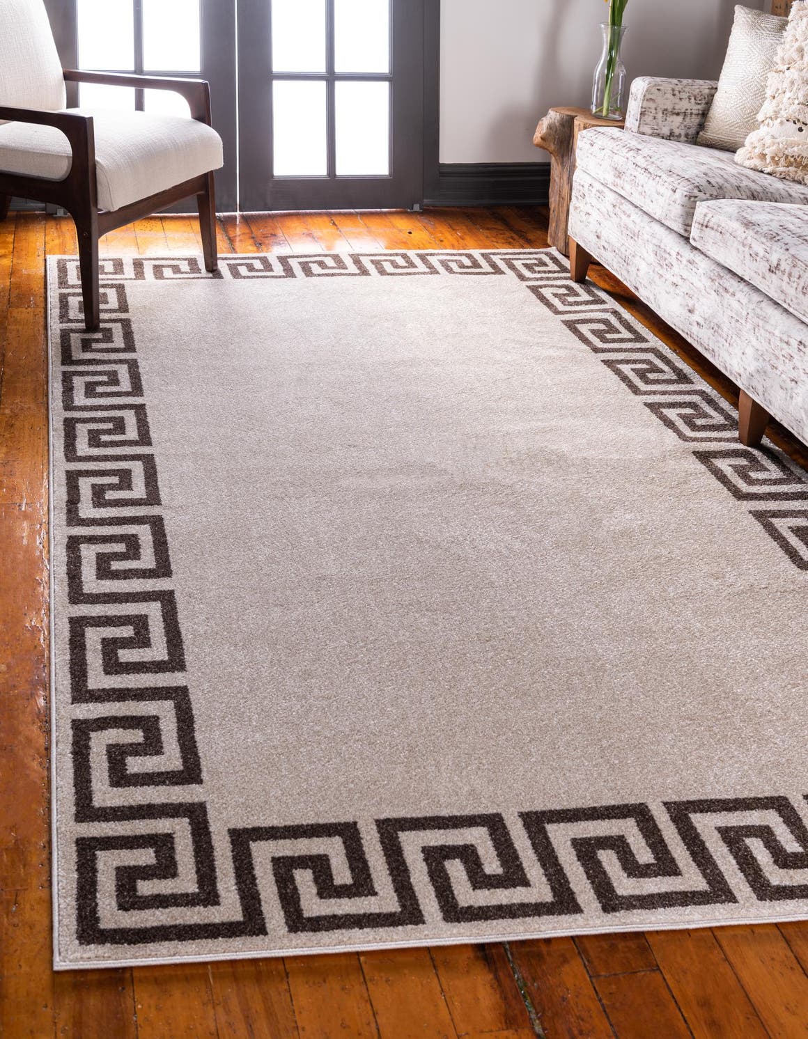 Beige and Brown 7' 1 x 10' Athens Rectangle Area Rug 100% Polypropylene With Cotton Backing Easy Clean Indoor Living Dining Room Bedroom Office Carpet for Sale at Rug Engine