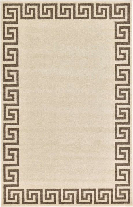 Beige and Brown 5' 3 x 8' Athens Rectangle Area Rug 100% Polypropylene With Cotton Backing Easy Clean Indoor Living Dining Room Bedroom Office Carpet for Sale at Rug Engine