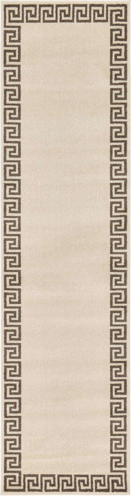 Beige and Brown 2' 7 x 10' Athens Runner Area Rug 100% Polypropylene With Cotton Backing Easy Clean Indoor Living Dining Room Bedroom Office Carpet for Sale at Rug Engine
