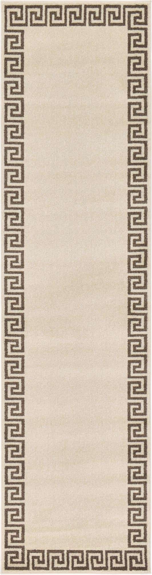 Beige and Brown 2' 7 x 10' Athens Runner Area Rug 100% Polypropylene With Cotton Backing Easy Clean Indoor Living Dining Room Bedroom Office Carpet for Sale at Rug Engine