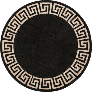 Charcoal 7' 10 x 7' 10 Athens Round Area Rug 100% Polypropylene With Cotton Backing Easy Clean Indoor Living Dining Room Bedroom Office Carpet for Sale at Rug Engine