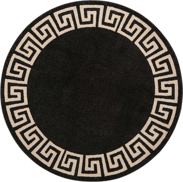 Charcoal 7' 10 x 7' 10 Athens Round Area Rug 100% Polypropylene With Cotton Backing Easy Clean Indoor Living Dining Room Bedroom Office Carpet for Sale at Rug Engine