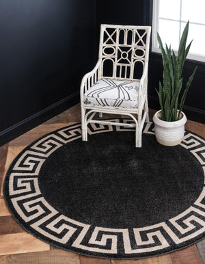 Charcoal 7' 10 x 7' 10 Athens Round Area Rug 100% Polypropylene With Cotton Backing Easy Clean Indoor Living Dining Room Bedroom Office Carpet for Sale at Rug Engine
