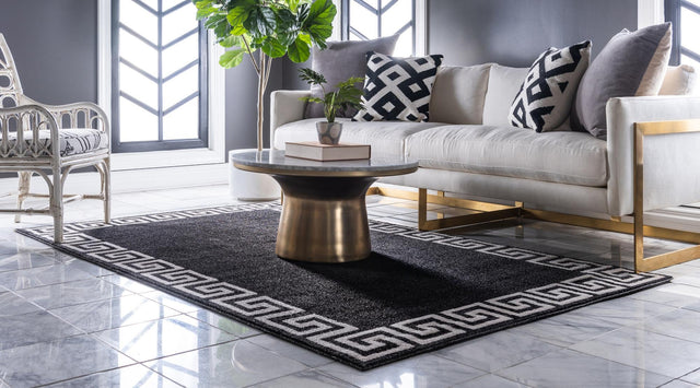 Charcoal 9' x 12' Athens Rectangle Area Rug 100% Polypropylene With Cotton Backing Easy Clean Indoor Living Dining Room Bedroom Office Carpet for Sale at Rug Engine