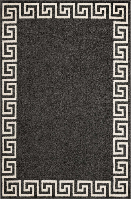 Charcoal 5' 3 x 8' Athens Rectangle Area Rug 100% Polypropylene With Cotton Backing Easy Clean Indoor Living Dining Room Bedroom Office Carpet for Sale at Rug Engine