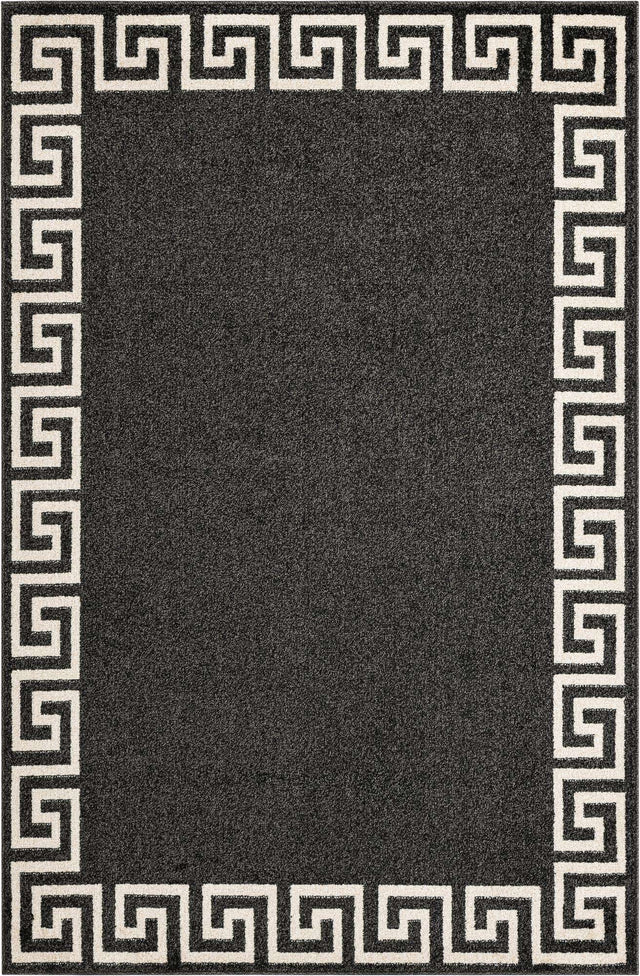 Charcoal 5' 3 x 8' Athens Rectangle Area Rug 100% Polypropylene With Cotton Backing Easy Clean Indoor Living Dining Room Bedroom Office Carpet for Sale at Rug Engine
