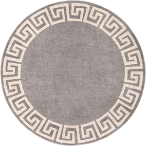 Gray 7' 10 x 7' 10 Athens Round Area Rug 100% Polypropylene With Cotton Backing Easy Clean Indoor Living Dining Room Bedroom Office Carpet for Sale at Rug Engine