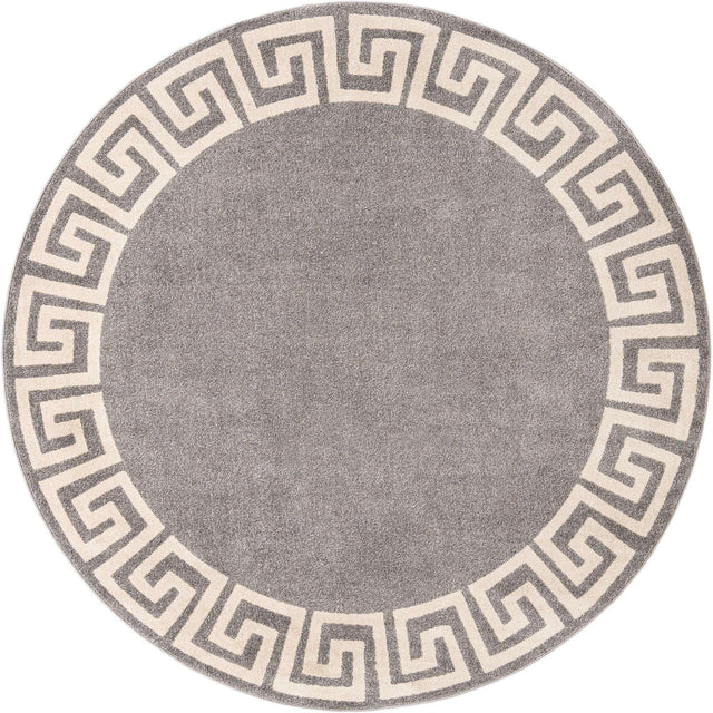Gray 7' 10 x 7' 10 Athens Round Area Rug 100% Polypropylene With Cotton Backing Easy Clean Indoor Living Dining Room Bedroom Office Carpet for Sale at Rug Engine