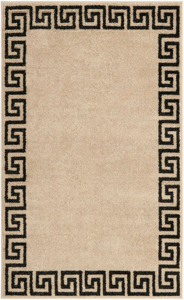 Beige and Gray 3' 1 x 5' 3 Athens Rectangle Area Rug 100% Polypropylene With Cotton Backing Easy Clean Indoor Living Dining Room Bedroom Office Carpet for Sale at Rug Engine