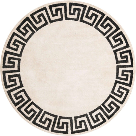 Beige and Gray 7' 10 x 7' 10 Athens Round Area Rug 100% Polypropylene With Cotton Backing Easy Clean Indoor Living Dining Room Bedroom Office Carpet for Sale at Rug Engine