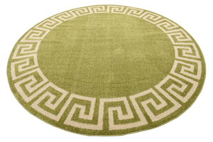 Light Green 7' 10 x 7' 10 Athens Round Area Rug 100% Polypropylene With Cotton Backing Easy Clean Indoor Living Dining Room Bedroom Office Carpet for Sale at Rug Engine