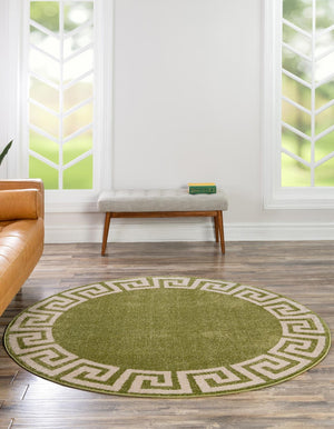 Light Green 7' 10 x 7' 10 Athens Round Area Rug 100% Polypropylene With Cotton Backing Easy Clean Indoor Living Dining Room Bedroom Office Carpet for Sale at Rug Engine