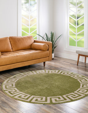 Light Green 7' 10 x 7' 10 Athens Round Area Rug 100% Polypropylene With Cotton Backing Easy Clean Indoor Living Dining Room Bedroom Office Carpet for Sale at Rug Engine