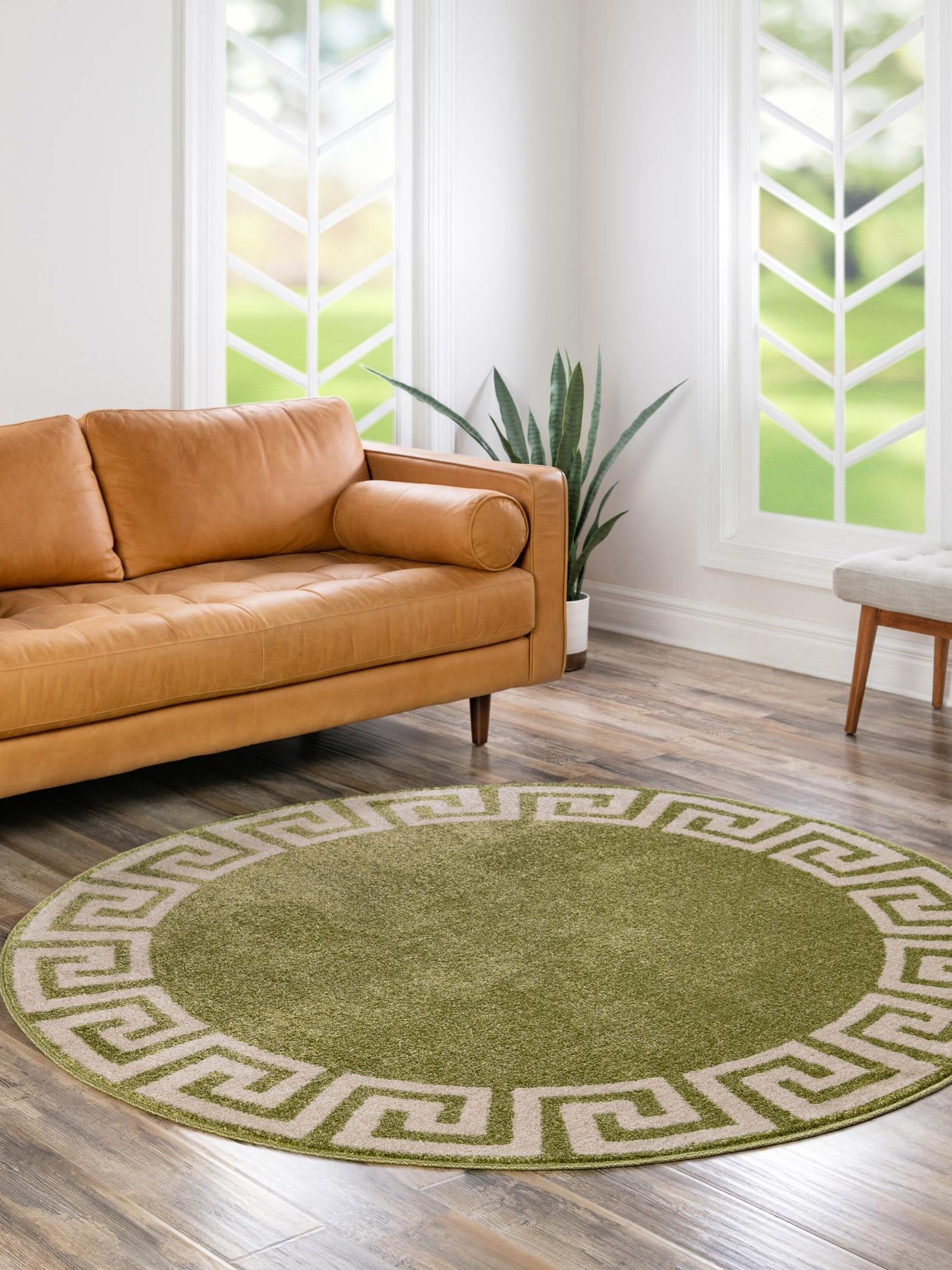 Light Green 6' 1 x 6' 1 Athens Round Area Rug 100% Polypropylene With Cotton Backing Easy Clean Indoor Living Dining Room Bedroom Office Carpet for Sale at Rug Engine