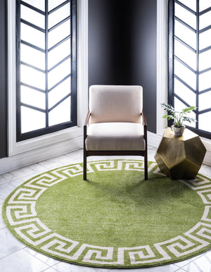 Light Green 7' 10 x 7' 10 Athens Round Area Rug 100% Polypropylene With Cotton Backing Easy Clean Indoor Living Dining Room Bedroom Office Carpet for Sale at Rug Engine