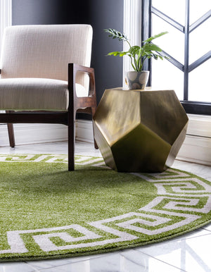 Light Green 6' 1 x 6' 1 Athens Round Area Rug 100% Polypropylene With Cotton Backing Easy Clean Indoor Living Dining Room Bedroom Office Carpet for Sale at Rug Engine