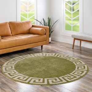 Light Green 7' 10 x 7' 10 Athens Round Area Rug 100% Polypropylene With Cotton Backing Easy Clean Indoor Living Dining Room Bedroom Office Carpet for Sale at Rug Engine