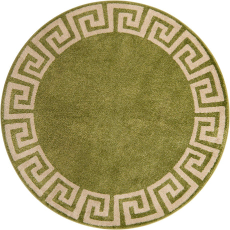Light Green 6' 1 x 6' 1 Athens Round Area Rug 100% Polypropylene With Cotton Backing Easy Clean Indoor Living Dining Room Bedroom Office Carpet for Sale at Rug Engine