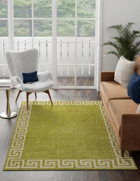 Light Green 7' 1 x 10' Athens Rectangle Area Rug 100% Polypropylene With Cotton Backing Easy Clean Indoor Living Dining Room Bedroom Office Carpet for Sale at Rug Engine