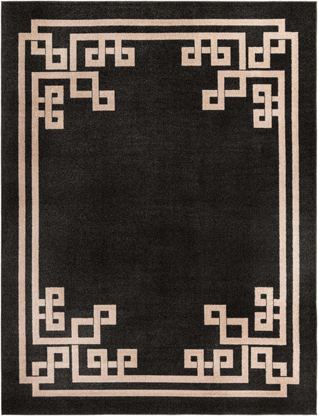 Black 9' x 12' Athens Rectangle Area Rug 100% Polypropylene With Cotton Backing Easy Clean Indoor Living Dining Room Bedroom Office Carpet for Sale at Rug Engine