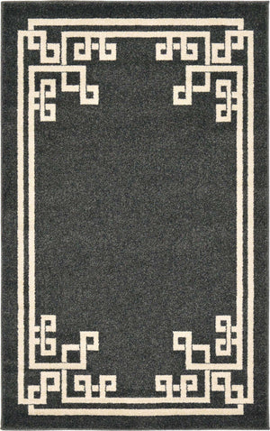 Black 3' 1 x 5' 3 Athens Rectangle Area Rug 100% Polypropylene With Cotton Backing Easy Clean Indoor Living Dining Room Bedroom Office Carpet for Sale at Rug Engine