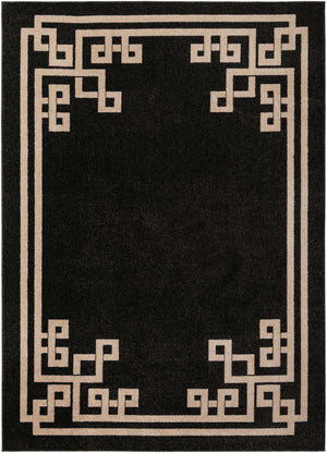 Black 7' 1 x 10' Athens Rectangle Area Rug 100% Polypropylene With Cotton Backing Easy Clean Indoor Living Dining Room Bedroom Office Carpet for Sale at Rug Engine