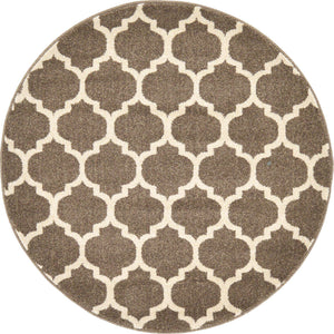 Brown 3' 1 x 3' 1 Trellis Round Area Rug
