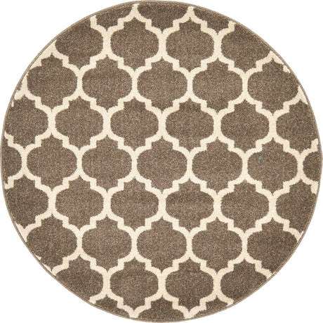Brown 3' 1 x 3' 1 Trellis Round Area Rug