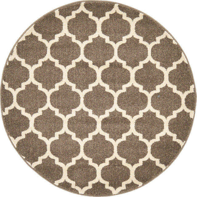 Brown 3' 1 x 3' 1 Trellis Round Area Rug
