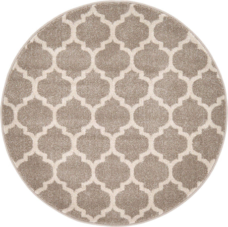 Light Brown 3' 1 x 3' 1 Trellis Round Area Rug