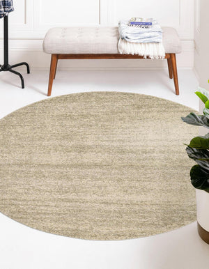 Bone Beige 6' 1 x 6' 1 Del Mar Round Area Rug 100% Polypropylene Easy Clean Stain Resistant Vivid Modern Carpet Mat for Home Decor Interior Designing for Sale at Rug Engine