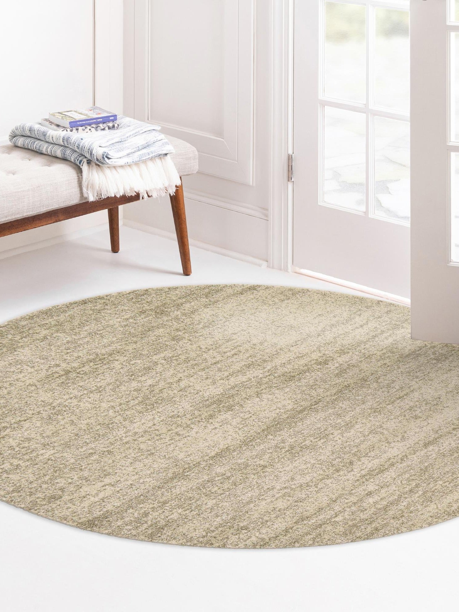 Bone Beige 7' 10 x 7' 10 Del Mar Round Area Rug 100% Polypropylene Easy Clean Stain Resistant Vivid Modern Carpet Mat for Home Decor Interior Designing for Sale at Rug Engine