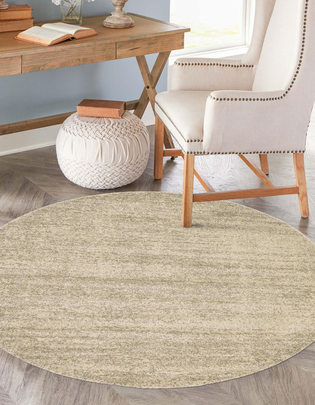 Bone Beige 4' 1 x 4' 1 Del Mar Round Area Rug 100% Polypropylene Easy Clean Stain Resistant Vivid Modern Carpet Mat for Home Decor Interior Designing for Sale at Rug Engine
