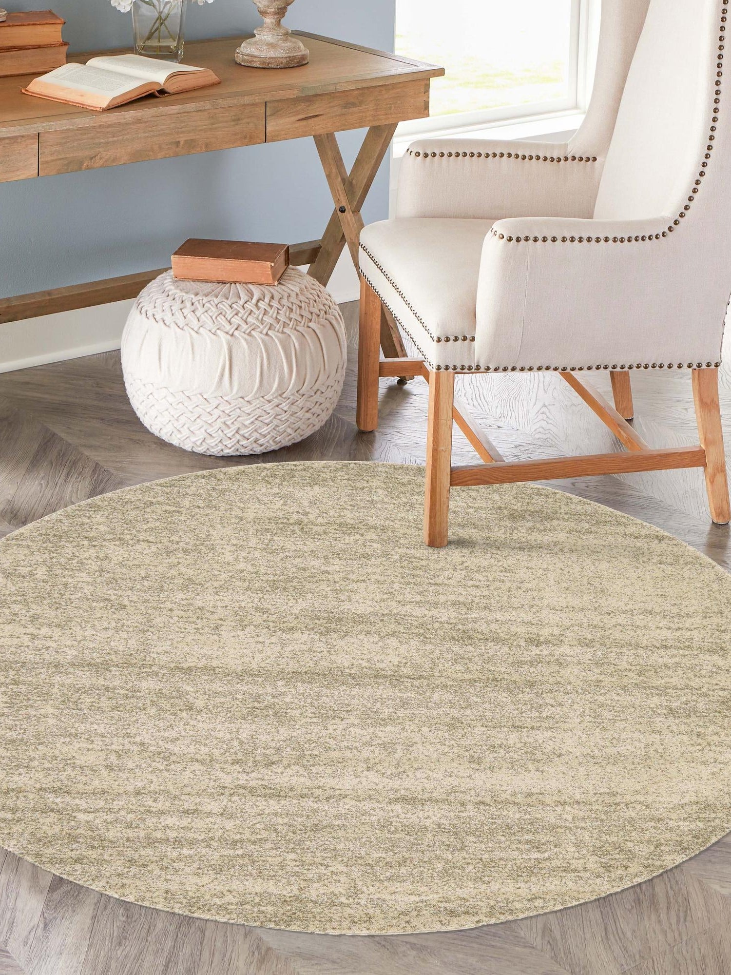 Bone Beige 3' 1 x 3' 1 Del Mar Round Area Rug 100% Polypropylene Easy Clean Stain Resistant Vivid Modern Carpet Mat for Home Decor Interior Designing for Sale at Rug Engine